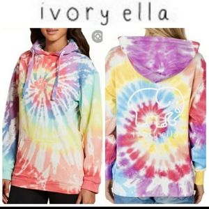 Ivory Ella Rainbow Tie Dye Oversized Hoodie Sweatshirt